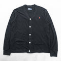Polo Ralph Lauren 90年代 鹿の子 ニット カーディガン 2XL ブラック スモールポニー刺繍