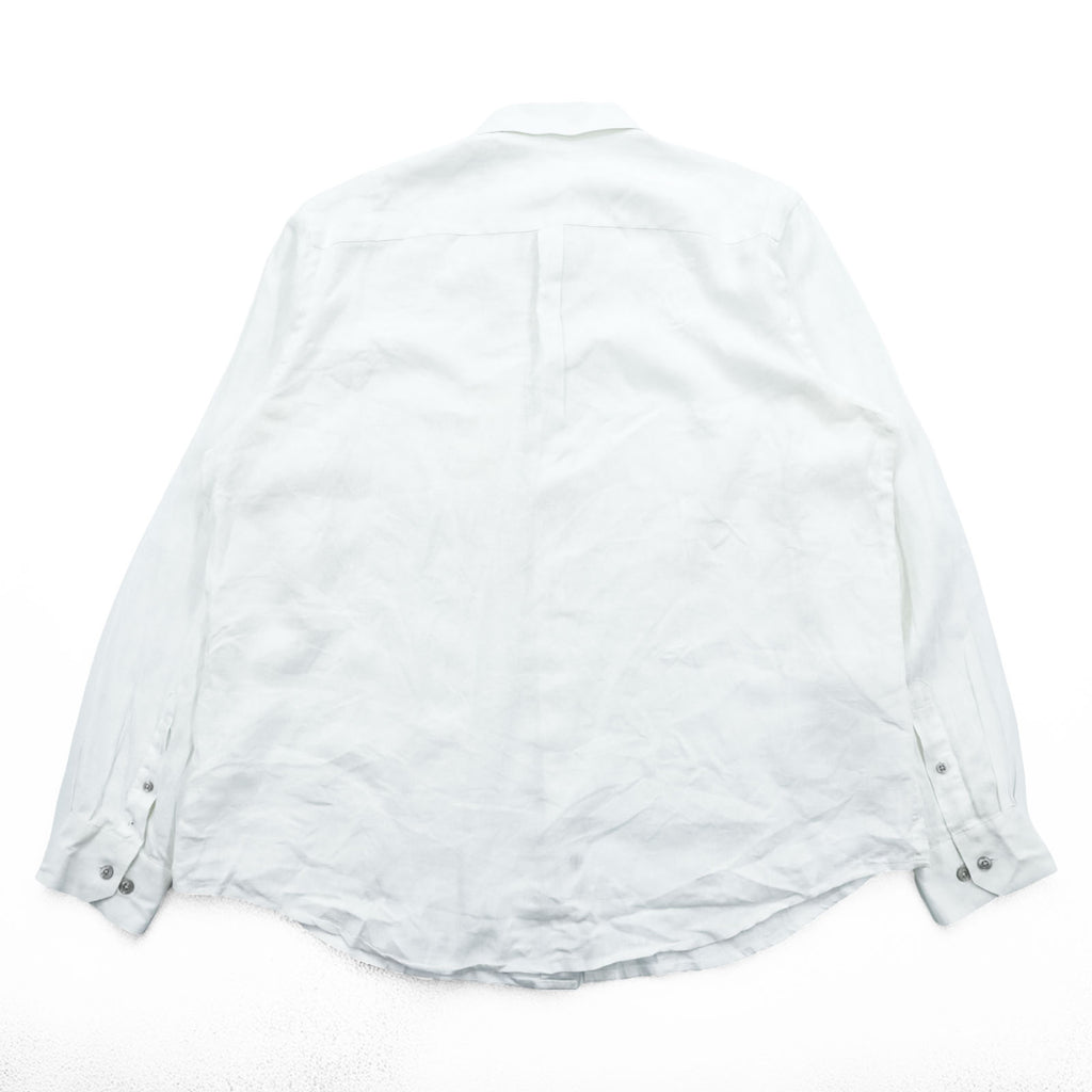 Tasso Elba リネンシャツ 長袖シャツ L ホワイト 胸ポケット 麻100%