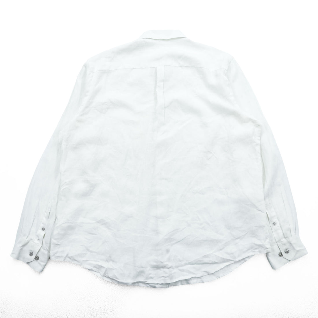 Tasso Elba リネンシャツ 長袖シャツ L ホワイト 胸ポケット 麻100%