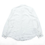 Tasso Elba リネンシャツ 長袖シャツ L ホワイト 胸ポケット 麻100%