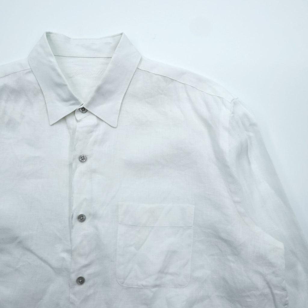 Tasso Elba リネンシャツ 長袖シャツ L ホワイト 胸ポケット 麻100%