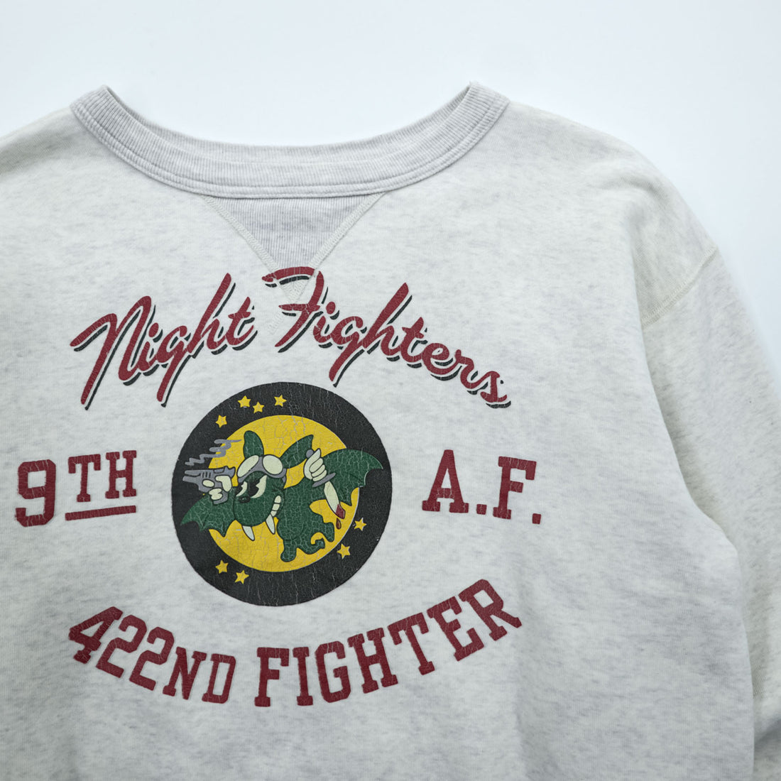 BUZZ RICKSON'S 前V スウェット トレーナー M グレー U.S.AIR FORCE 422nd Night Fighter 日本製