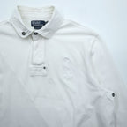 Polo Ralph Lauren 90年代 ビッグポニー ラガーシャツ 長袖 ポロ XL ホワイト エルボーパッチ CUSTOM FIT 鹿の子