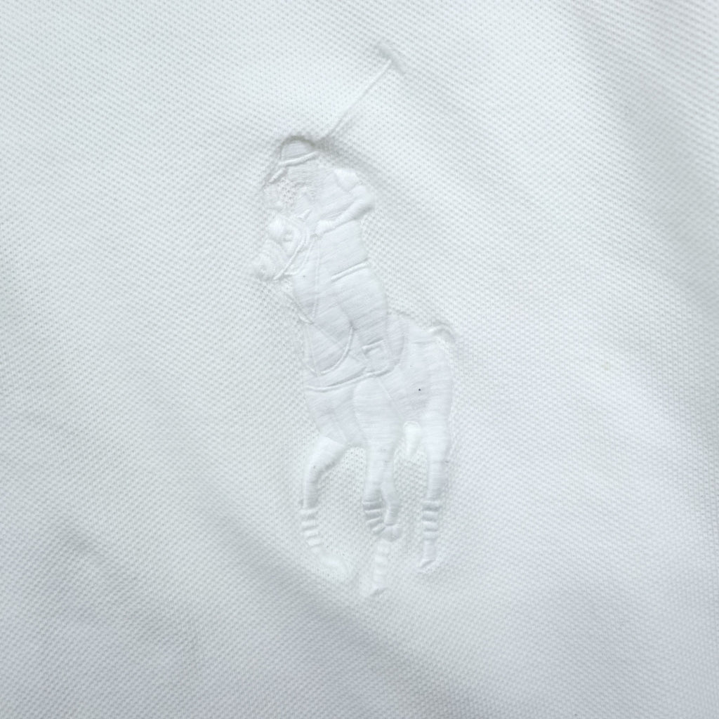 Polo Ralph Lauren 90年代 ビッグポニー ラガーシャツ 長袖 ポロ XL ホワイト エルボーパッチ CUSTOM FIT 鹿の子