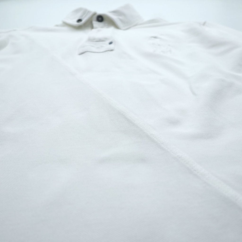 Polo Ralph Lauren 90年代 ビッグポニー ラガーシャツ 長袖 ポロ XL ホワイト エルボーパッチ CUSTOM FIT 鹿の子