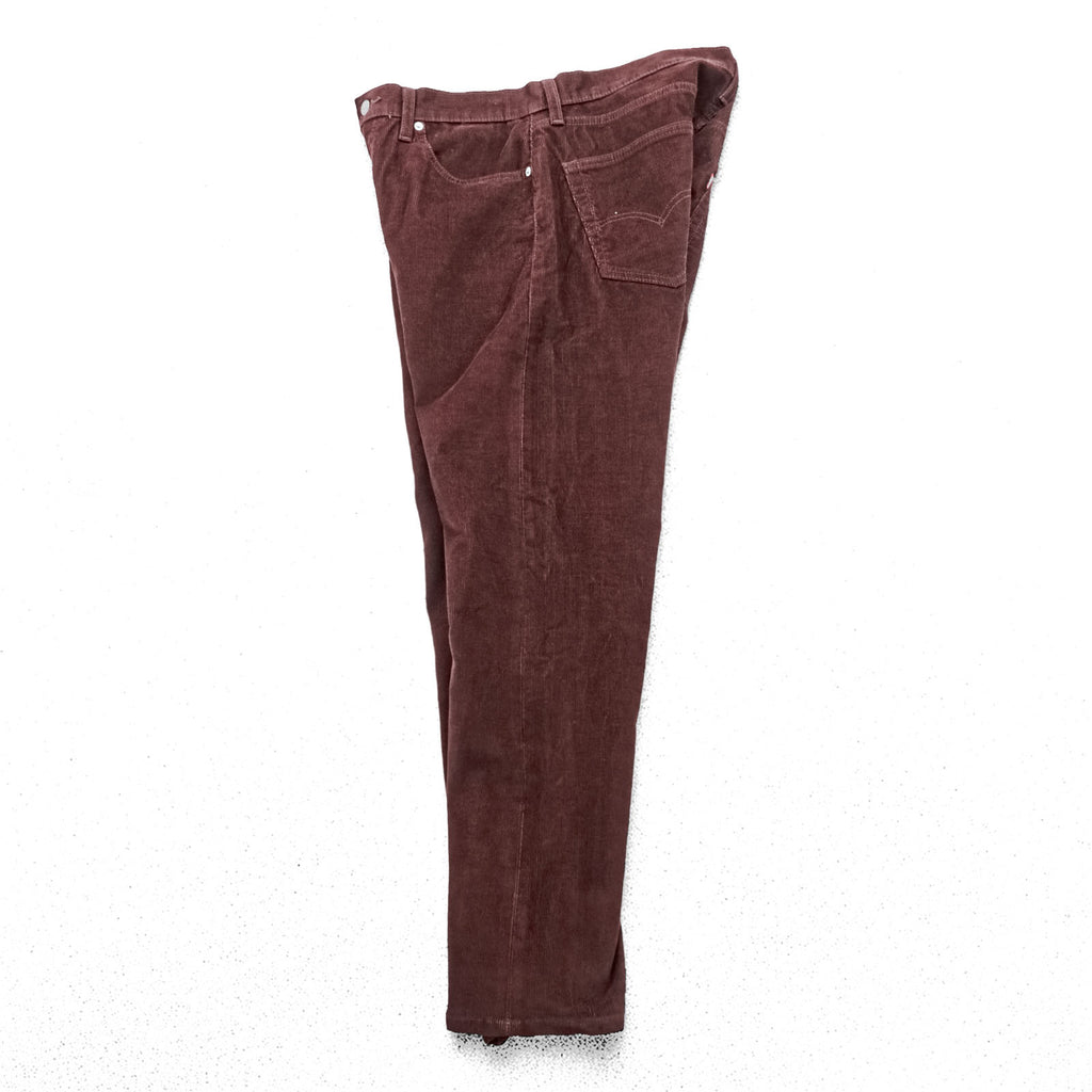 Levi's 505 ビッグE ストレート コーデュロイパンツ L ボルドー ストレッチ レザーパッチ PREMIUM 00505-2398