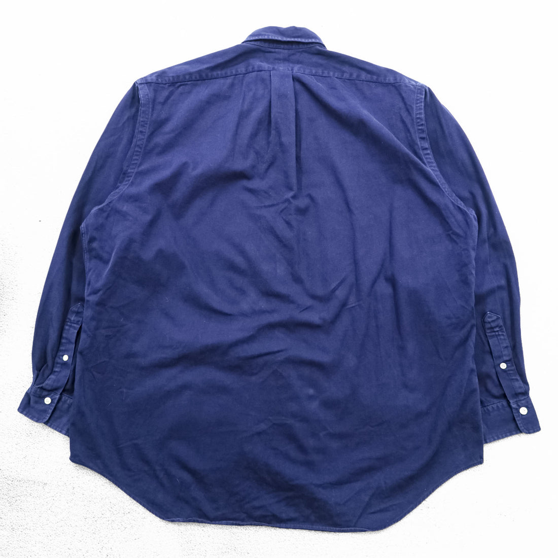Ralph Lauren 90年代 ボタンダウンシャツ 長袖 コットンシャツ XL ネイビー スモールポニー 刺繍 ロゴ ビッグサイズ