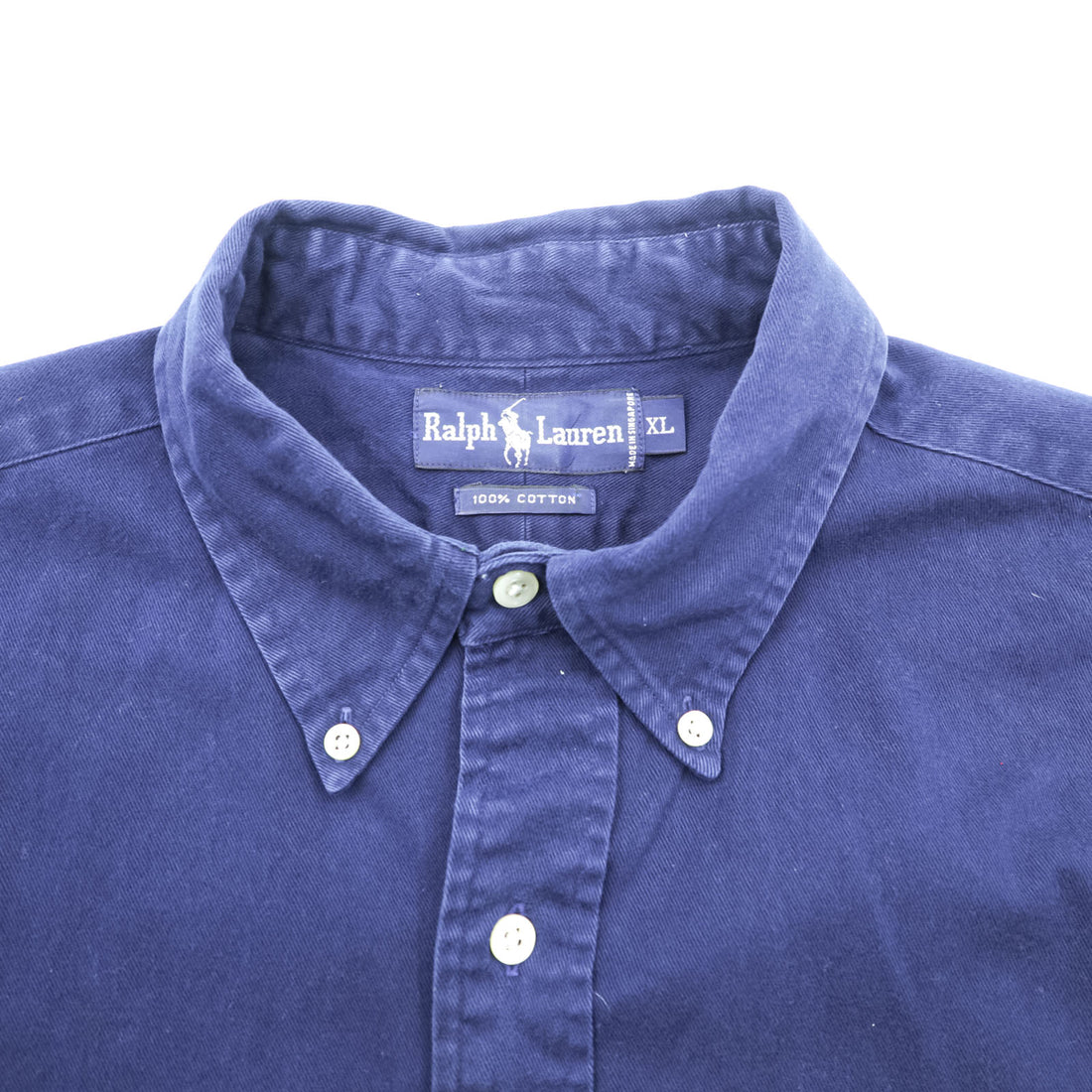 Ralph Lauren 90年代 ボタンダウンシャツ 長袖 コットンシャツ XL ネイビー スモールポニー 刺繍 ロゴ ビッグサイズ