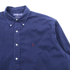 Ralph Lauren 90年代 ボタンダウンシャツ 長袖 コットンシャツ XL ネイビー スモールポニー 刺繍 ロゴ ビッグサイズ