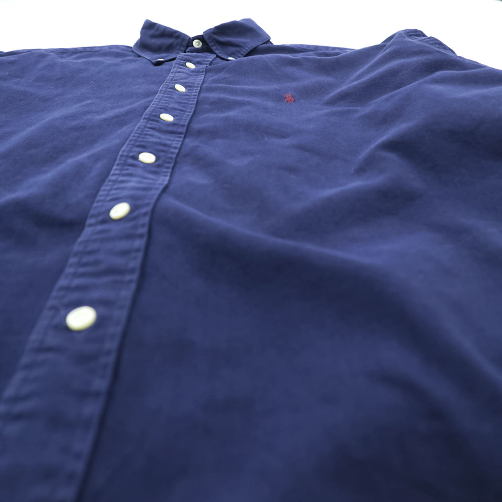 Ralph Lauren 90年代 ボタンダウンシャツ 長袖 コットンシャツ XL ネイビー スモールポニー 刺繍 ロゴ ビッグサイズ