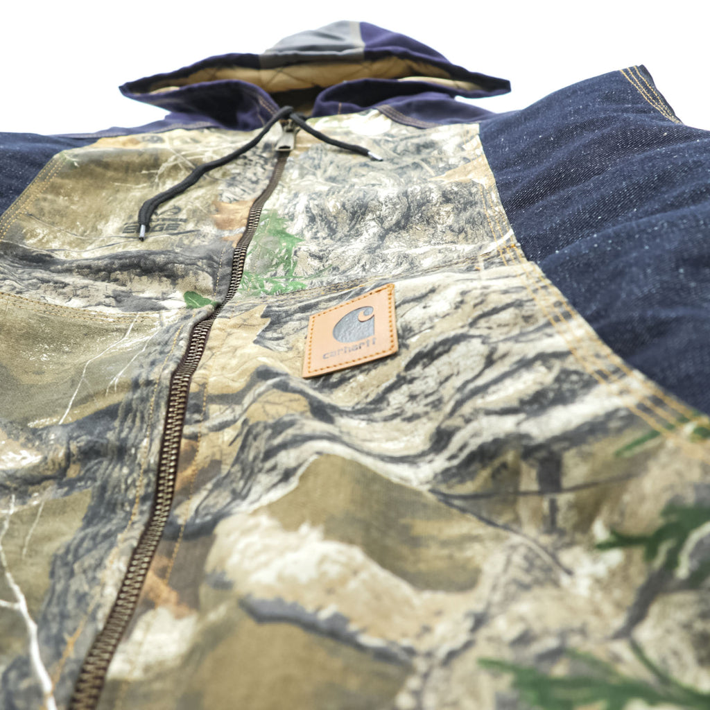 carhartt リメイク 再構築 カラーブロック ダック アクティブジャケット パーカー L マルチカラー クレイジーパターン