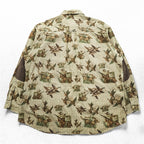 Woolrich エルボーパッチ 総柄 ハンティングシャツ XL ベージュ BUCKSKIN HUNTER WITH DOG 千鳥格子 カモ 6417