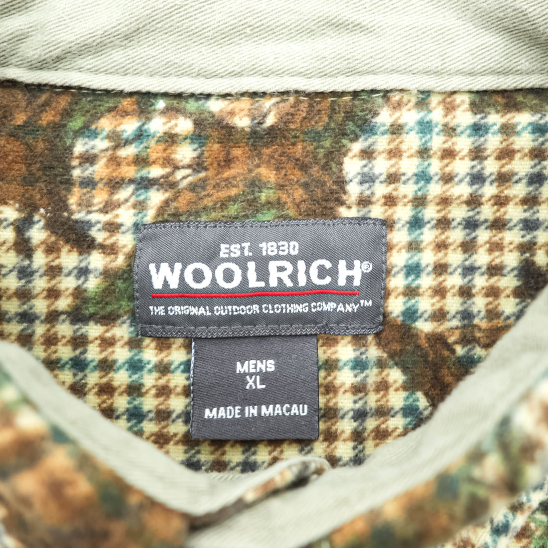 Woolrich エルボーパッチ 総柄 ハンティングシャツ XL ベージュ BUCKSKIN HUNTER WITH DOG 千鳥格子 カモ 6417