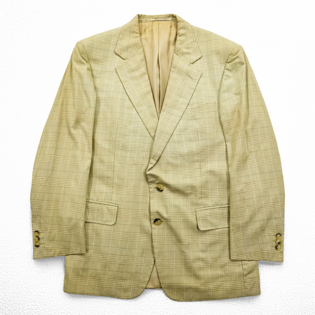 GUCCI Made in Italy Glen Check 2B Tailored Jacket Blazer L Beige Check Wool