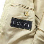 GUCCI イタリア製 グレンチェック 2B テーラードジャケット ブレザー L ベージュ チェック ウール