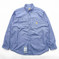 carhartt 90年代 シャンブレー ワークシャツ L ブルー ボタンダウン Flame Resistant 難燃 FRS293 CBL