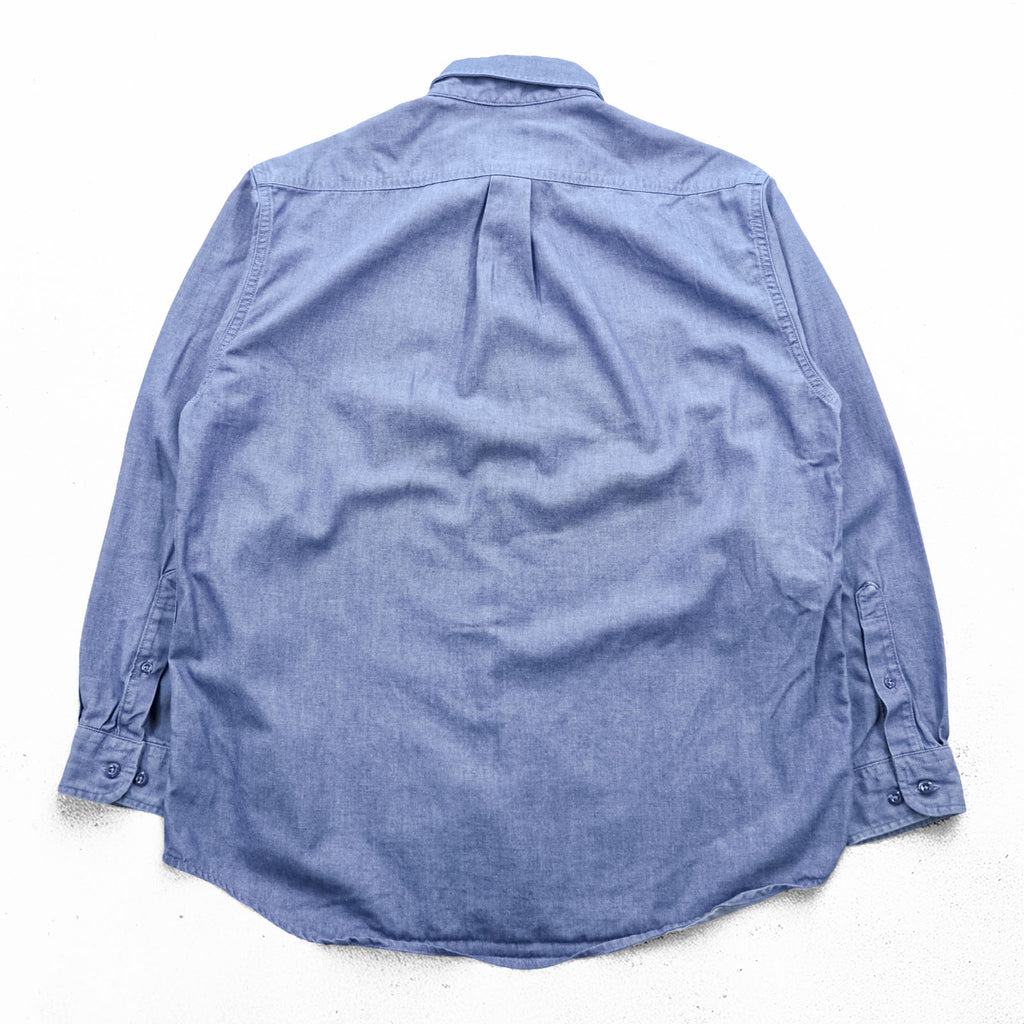 carhartt 90年代 シャンブレー ワークシャツ L ブルー ボタンダウン Flame Resistant 難燃 FRS293 CBL