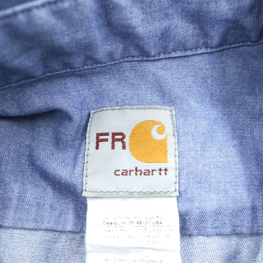 carhartt 90年代 シャンブレー ワークシャツ L ブルー ボタンダウン Flame Resistant 難燃 FRS293 CBL