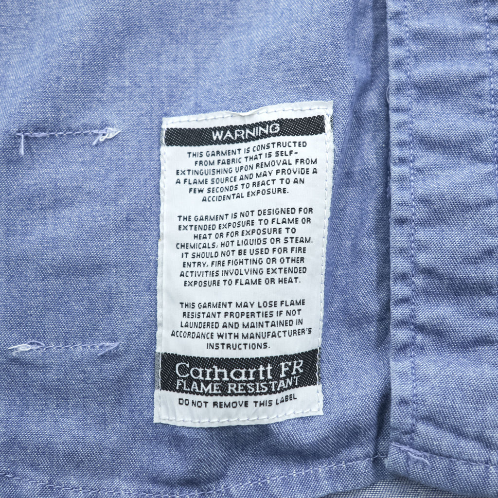 carhartt 90年代 シャンブレー ワークシャツ L ブルー ボタンダウン Flame Resistant 難燃 FRS293 CBL