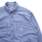 carhartt 90年代 シャンブレー ワークシャツ L ブルー ボタンダウン Flame Resistant 難燃 FRS293 CBL