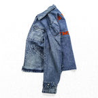Schott PERFECTO Denim Jacket DENIM CPO JACKET Zip-Up Blouson S Indigo Perfecto EAST-BAY BINDERS Embroidery Patches Studs