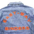 Schott PERFECTO Denim Jacket DENIM CPO JACKET Zip-Up Blouson S Indigo Perfecto EAST-BAY BINDERS Embroidery Patches Studs