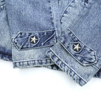 Schott PERFECTO Denim Jacket DENIM CPO JACKET Zip-Up Blouson S Indigo Perfecto EAST-BAY BINDERS Embroidery Patches Studs