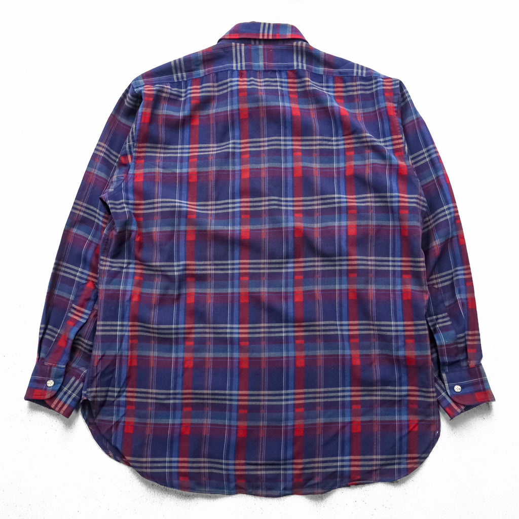 PENDLETON ボタンダウン フランネルシャツ 長袖 ウールシャツ L ネイビー チェック 胸ポケット PURE VIRGIN WOOL