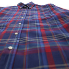 PENDLETON ボタンダウン フランネルシャツ 長袖 ウールシャツ L ネイビー チェック 胸ポケット PURE VIRGIN WOOL