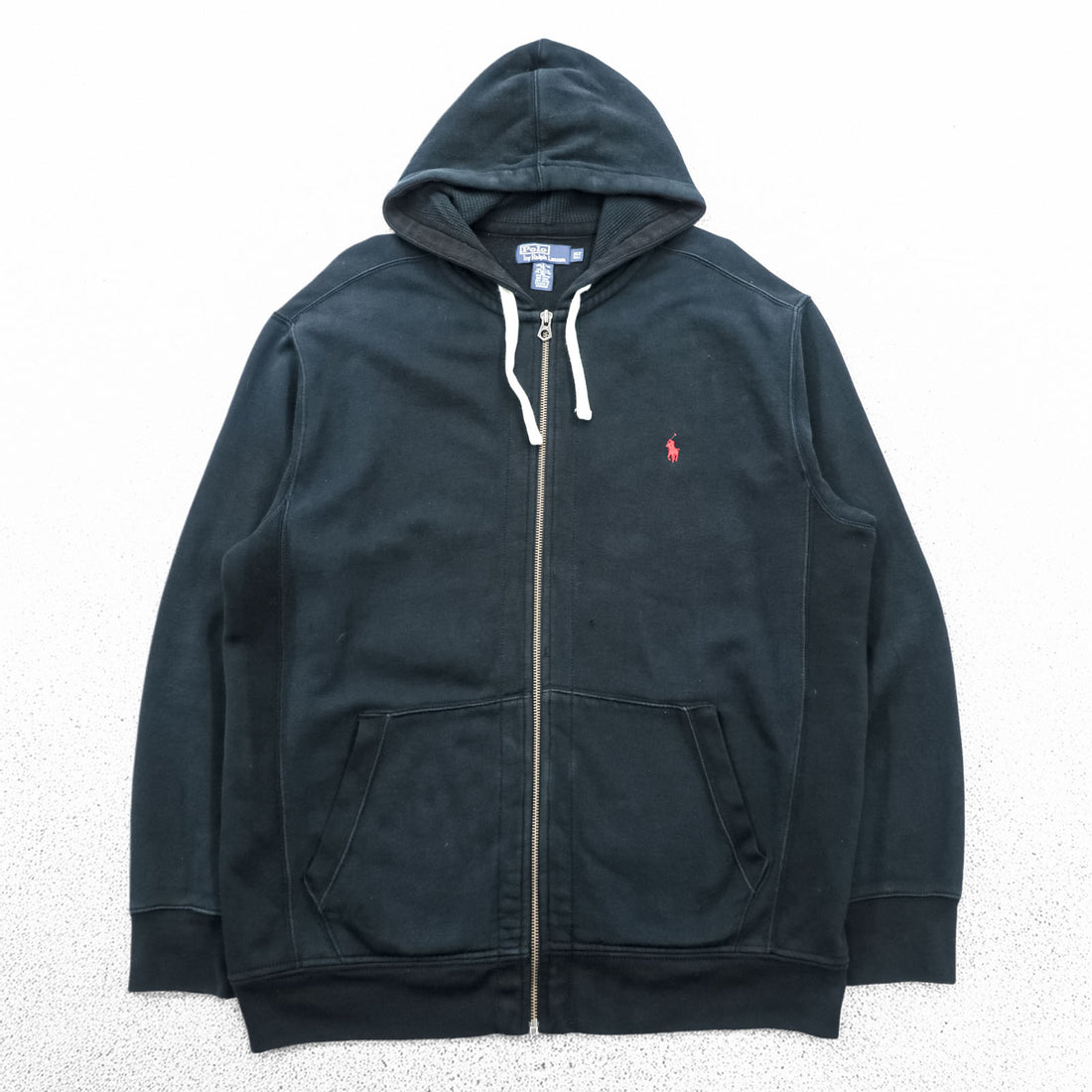 Polo Ralph Lauren 90s Reverse Weave Zip Up Hoodie XL Black Small Pony Embroidery