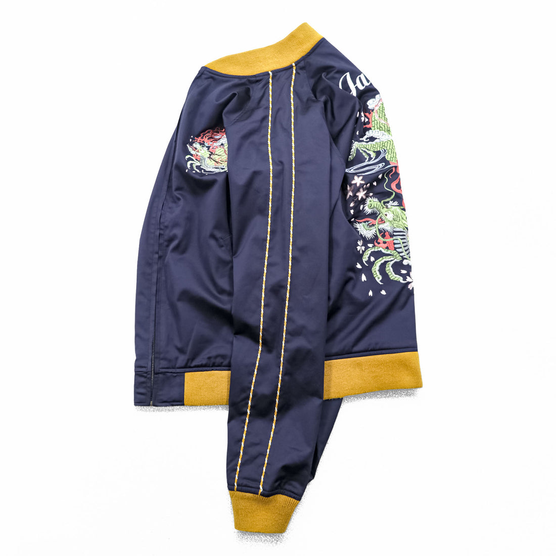 Sears Sukajan Souvenir Jacket M Navy PERMA-PREST Dragon Sakura JAPAN Japanese Pattern Embroidery UNION MADE
