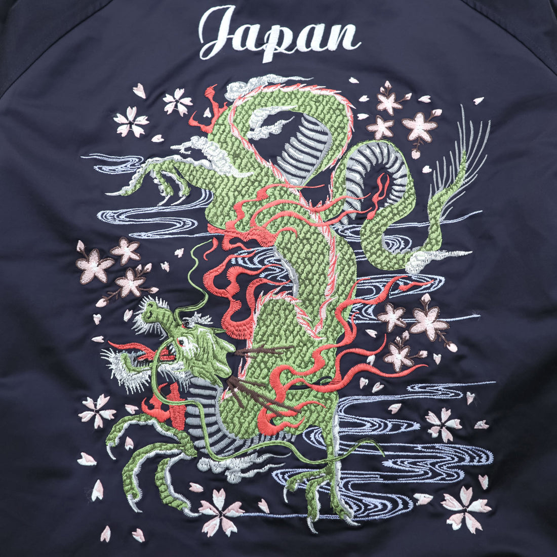 Sears Sukajan Souvenir Jacket M Navy PERMA-PREST Dragon Sakura JAPAN Japanese Pattern Embroidery UNION MADE