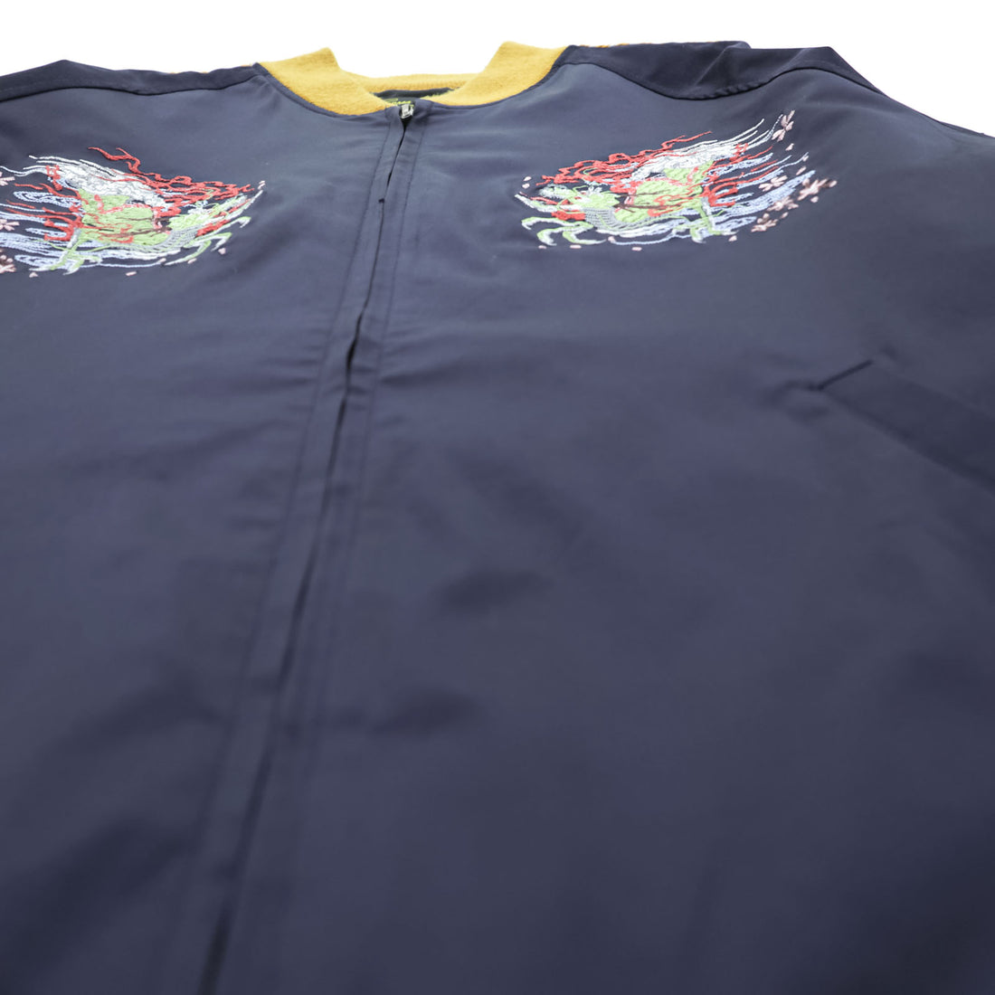 Sears Sukajan Souvenir Jacket M Navy PERMA-PREST Dragon Sakura JAPAN Japanese Pattern Embroidery UNION MADE
