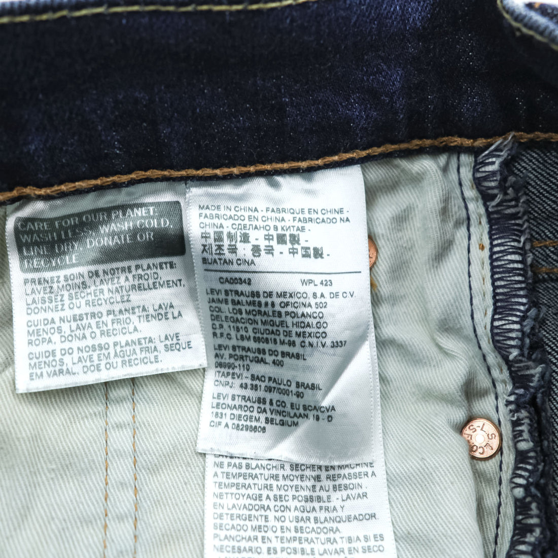 Levi Strauss 502 Tapered Denim Pants Jeans, Size S, Blue, Stretch, Leather Patch, 29507-0065