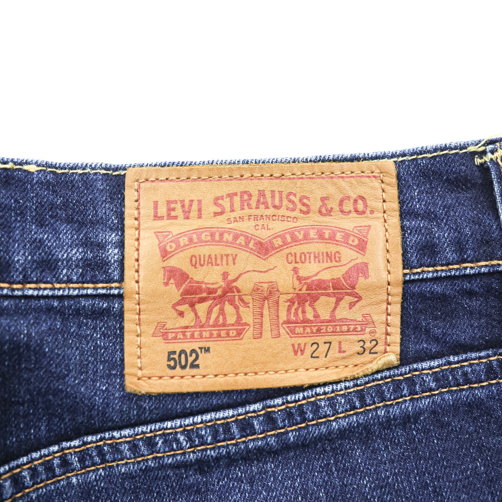 Levi Strauss 502 Tapered Denim Pants Jeans, Size S, Blue, Stretch, Leather Patch, 29507-0065