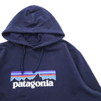 Patagonia P-6ロゴ アップライザル フーディ パーカー 2XL ネイビー カンガルーポケット 39539