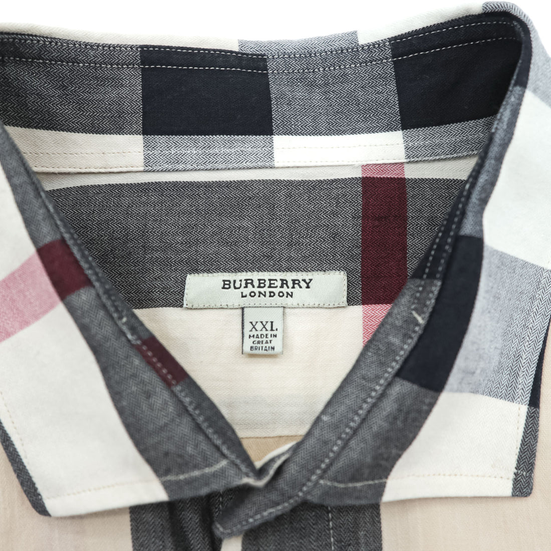 BURBERRY LONDON 英国製 メガチェック 長袖シャツ 2XL ベージュ ノバチェック イギリス製