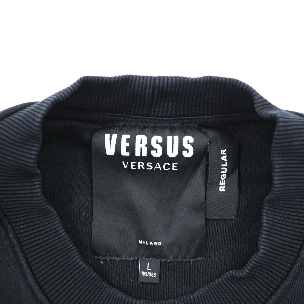 Versus Versace Black Crewneck Sweatshirt Box Logo Gianni Versace Signature Cotton Regular Fit Made in Portugal