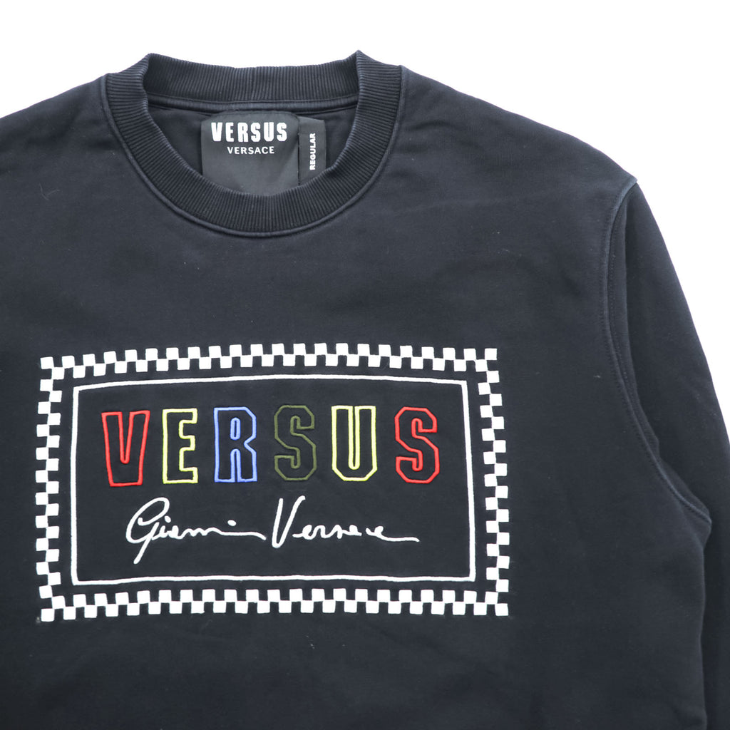 Versus Versace Black Crewneck Sweatshirt Box Logo Gianni Versace Signature Cotton Regular Fit Made in Portugal