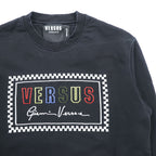 Versus Versace Black Crewneck Sweatshirt Box Logo Gianni Versace Signature Cotton Regular Fit Made in Portugal