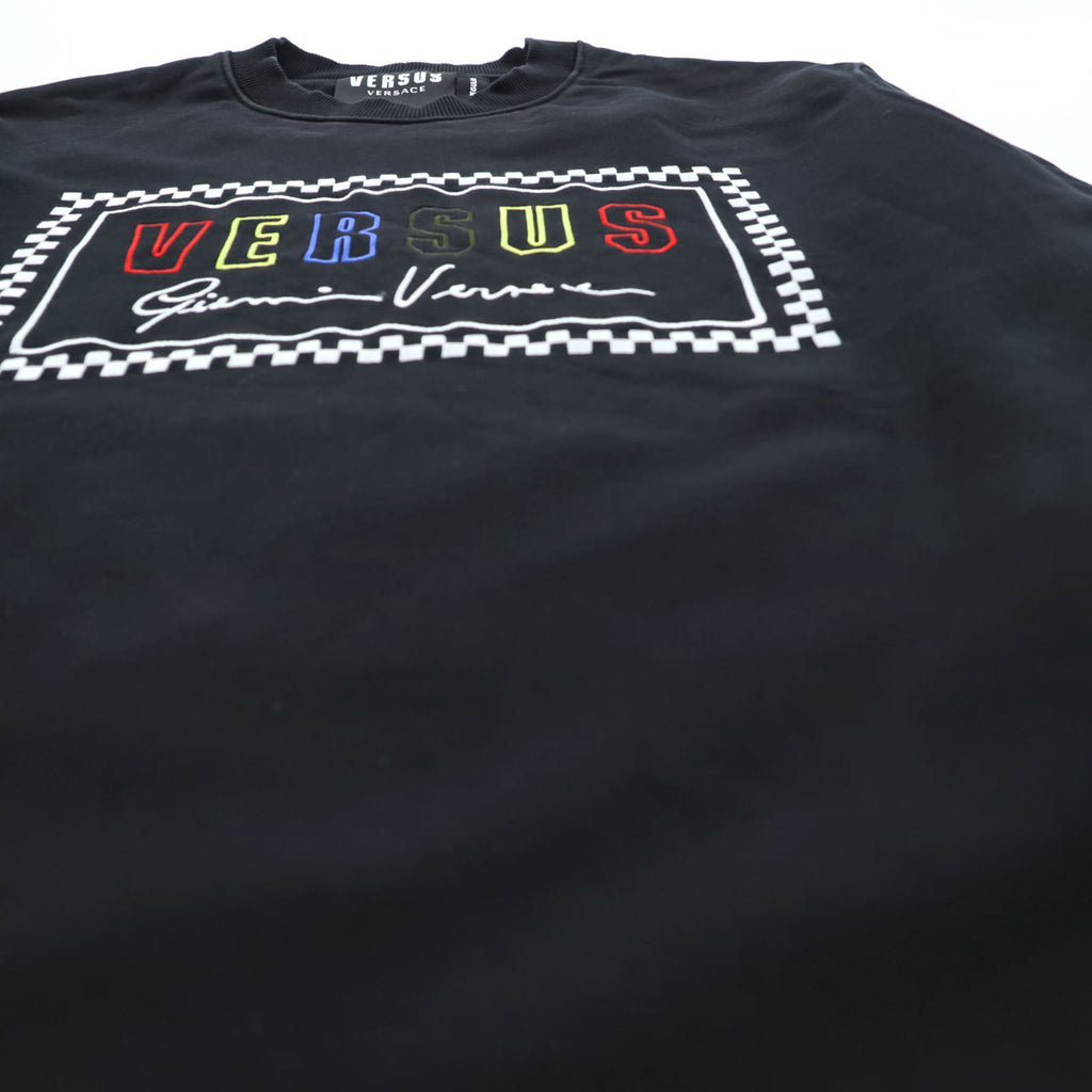 Versus Versace Black Crewneck Sweatshirt Box Logo Gianni Versace Signature Cotton Regular Fit Made in Portugal