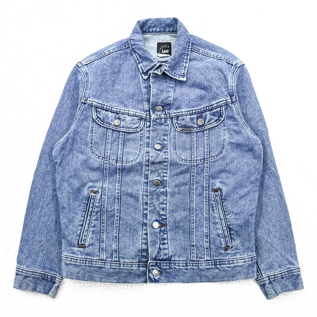 90s Vintage Lee Denim Jacket Light Blue Made in USA 220-6828 4 Pocket Trucker M Regular