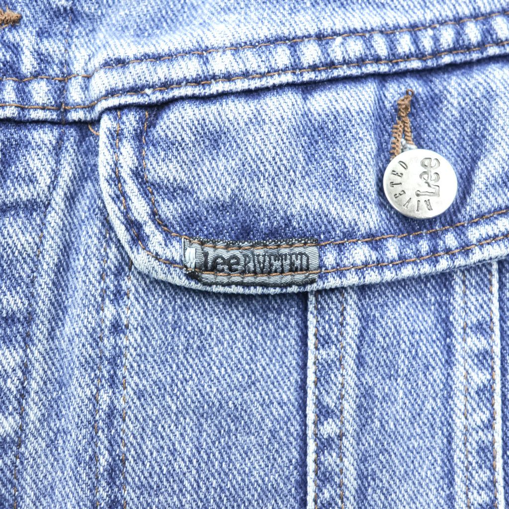 90s Vintage Lee Denim Jacket Light Blue Made in USA 220-6828 4 Pocket Trucker M Regular