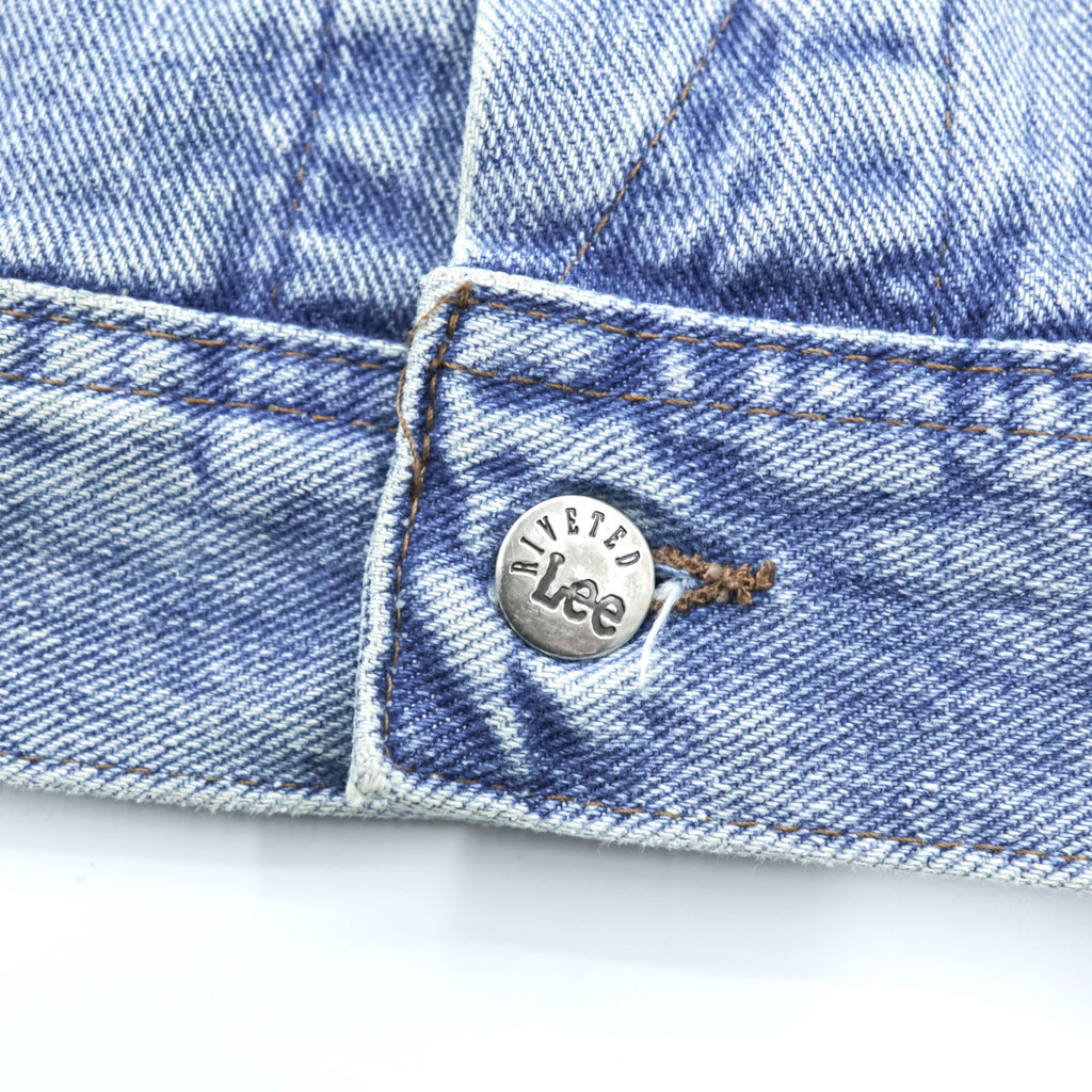 90s Vintage Lee Denim Jacket Light Blue Made in USA 220-6828 4 Pocket Trucker M Regular