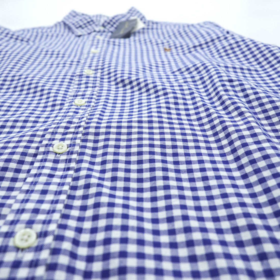 Ralph Lauren Gingham Checked Button-Down Shirt, Size L, White/Blue, Small Pony Embroidery, Slim Fit, Unused