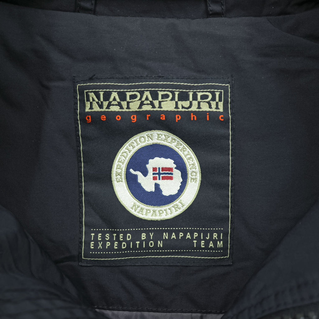 NAPAPIJRI M-65 ナイロン フィールドジャケット ミリタリージャケット L ダークネイビー 防水 ドローコード 中綿 フード収納