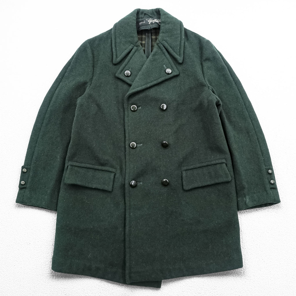 Vintage Gloverall London Double Breasted Wool Peacoat Dark Green Plaid Lining Made in England Men’s L