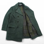 Vintage Gloverall London Double Breasted Wool Peacoat Dark Green Plaid Lining Made in England Men’s L