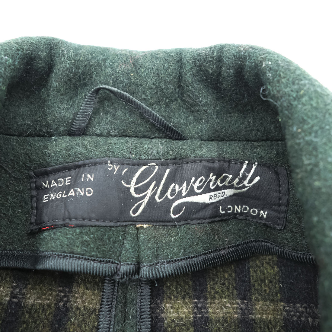 Vintage Gloverall London Double Breasted Wool Peacoat Dark Green Plaid Lining Made in England Men’s L