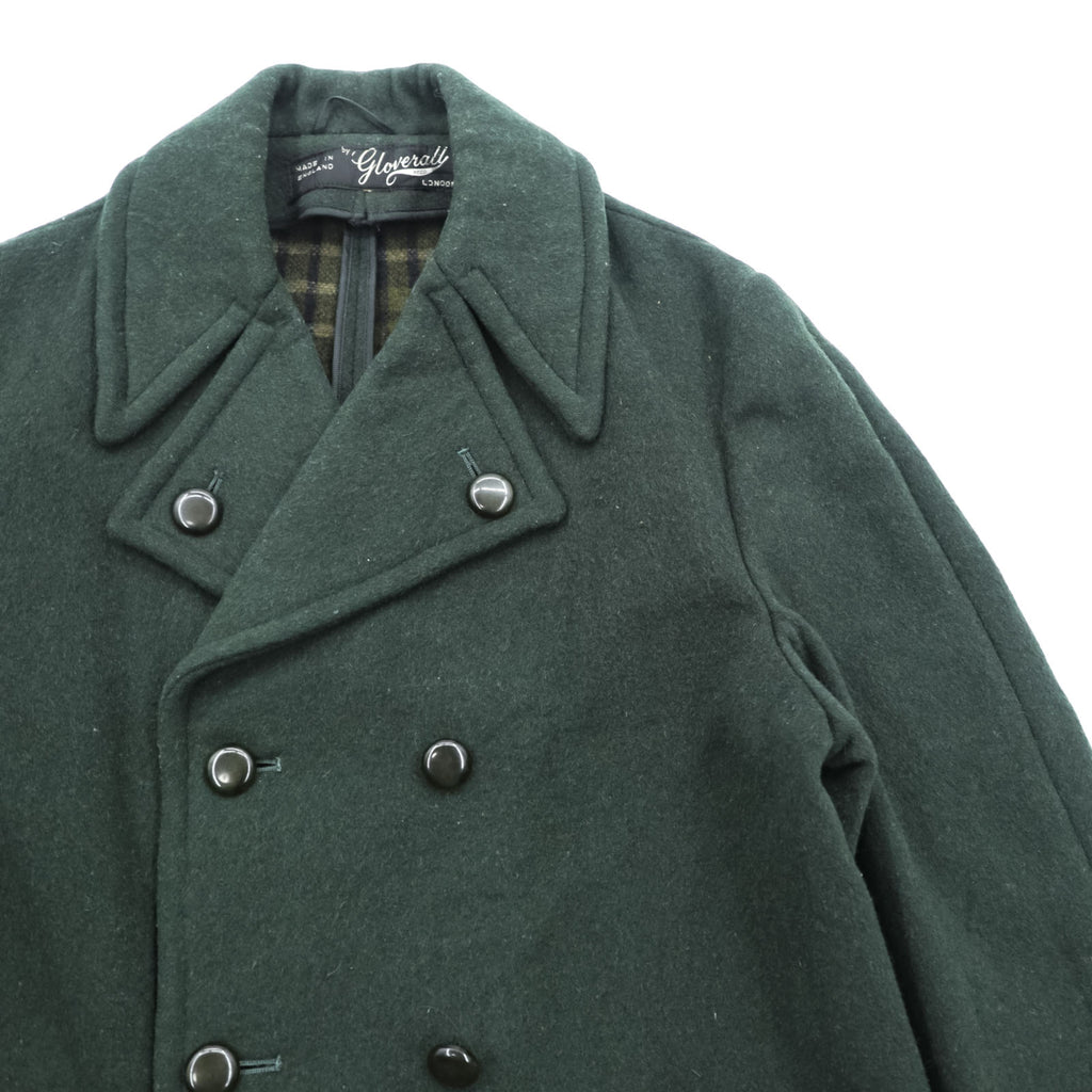 Vintage Gloverall London Double Breasted Wool Peacoat Dark Green Plaid Lining Made in England Men’s L